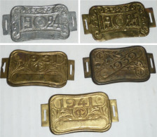Rare Lot 5 Anciennes Plaques De Vélo Ministère Des Finances Métal Embouti - Number Plates