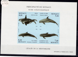 MONACO 1994 WHALES BLOCK IMPERF MI No 62 MNH VF!! - Errors And Oddities