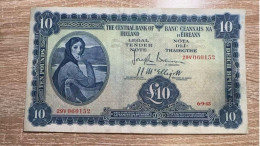 Ireland，10 Pounds，1948，pick 59b，F-VF Condition，rare Type - Ireland