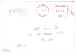 CLUJ PENSION AUTHORITY,  AMOUNT 2,40  RED MACHINE STAMPS ON COVER, 2009, ROMANIA - Briefe U. Dokumente