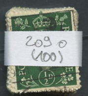Grande Bretagne Lot 1937-47 Y&T N°209 - Michel N°198 (o) - 0,5p George VI - Lot De 100 Timbres - Sheets, Plate Blocks & Multiples