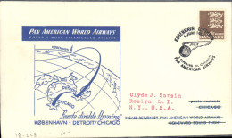 Lettre 1er Vol Danemark Copenhague Detroit Chicago 7 6 1954 - Airmail