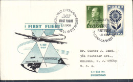 Lettre 1er Vol Oslo West Indies 1 11 1969 - Briefe U. Dokumente