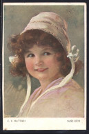 Künstler-AK C.V.Muttich: Süsses Mädchen Mit Lockigem Haar, Haube - Muttich, C.V.