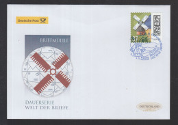 BRD 2022 FDC Skl - Welt Der Briefe:   Windmühle Mit Brief-Flügeln ( Neu 39) - 2011-…
