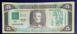 AC2020 - Liberia 5 Dollars Banknote Year 12/04/1989 P19 VF - Liberia