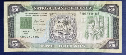 AC2020 - Liberia 5 Dollars Banknote Year 06/04/1991 P20 VF - Liberia