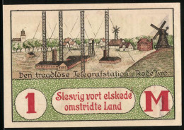 Notgeld Brunde 1920, 1 Mark, Den Traadlöse Telegrafstation I Röde Kro - Denmark