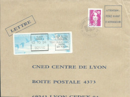 FRANCE LETTRE 4F20 + 20c CLICHY ( HAUTS DE SEINE ) POUR LYON ( RHONE ) DE 1994 - 1990 Type « Oiseaux De Jubert »