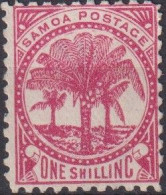 GIROSTAMPS.- RARO Sello Postal De Samoa 1886-1889 Un Chelín Rojo - Samoa Américaine