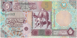 BILLETE DE LIBIA DE 5 DINARS DEL AÑO 2002 EN CALIDAD EBC (XF) (BANKNOTE) - Libya