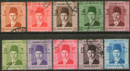 EGIPTO Serie No Completa X 10 Sellos Usados REY FAROUK Años 1937-1944 - Gebraucht