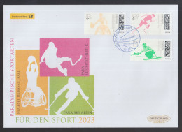 BRD 2023 FDC - Paralympische Sportarten Rollstuhlbasketball, Para-Leichtathletik, Para-Ski Alpi ( Neu 201) - 2011-…