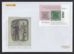 BRD 2022 FDC Block -Tag Der Briefmarke: Baden-Fehldruck MiNr. 4 F ( Neu 201) - 2011-…
