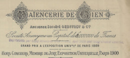 1924 ENTETE FAIENCERIE DE GIEN ANC. SOCIETE GEOFFROY  Gien Loiret Pour Marque  Poitiers V.HISTORIQUE - 1900 – 1949