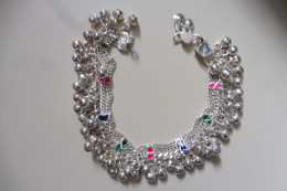 Bracelet De Cheville Indien Métal Argenté & Grelots Bollywood Fête Indienne Inde - Etnica