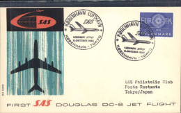 Lettre First SAS Douglas DC8 Jet Flight To Tokyo Japan 11 10 1960 Europe - Airmail