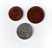 304/ TRINITE ET TOBAGO : 1 Cent 1981 - 5 Cents 1990 - 25 Cents 1993 - Trinidad & Tobago