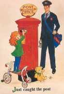 Delcampe - Postal Services Post Related Postcard "Just Caught The Post" Letterbox And Postman Designed By Rosalind Wicks - Post & Briefboten