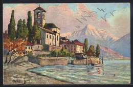 Künstler-AK Brissago, Uferpartie Mit Kirche - Brissago