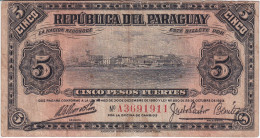 BILLETE DE PARAGUAY DE 5 PESOS DEL AÑO 1923  (BANKNOTE)  RARO - Paraguay