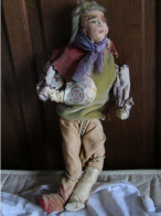 Poupée Tissu Ancienne Originale Homme Blessé - Muñecas