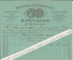 1896 FACTURE Ornée Tannerie & Corroierie M.Péculier Le Blanc Indre Pour Bonneau Bottier St Pierre De Maillé Vienne - 1800 – 1899