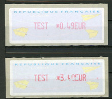 BT4-19  Timbres De Distributeur 2 Vignettes TEST  Impression Rouge  A Saisir !!! - 2000 Type « Avions En Papier »