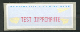 BT4-19  Timbres De Distributeur 1 Vignette TEST IMPRIMANTE Impression Rouge  A Saisir !!! - 2000 Type « Avions En Papier »