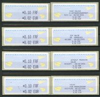 BT4-19  Timbres De Distributeur 4 Vignettes + 4 Reçus En Langues Différentes   A Saisir !!! - 2000 Type « Avions En Papier »