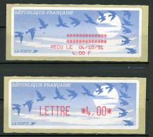 BT4-20  Timbres De Distributeur 1 Vignette +  Reçu Impression Rouge Sans Légende    A Saisir !!! - 1990 Type « Oiseaux De Jubert »