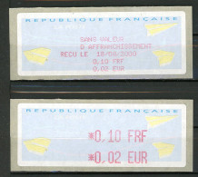 BT4-20  Timbres De Distributeur 1 Vignette + 1 Reçu Impression Rouge    A Saisir !!! - 2000 Type « Avions En Papier »