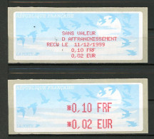 BT4-20  Timbres De Distributeur 1 Vignette + 1 Reçu Impression Rouge    A Saisir !!! - 1990 Type « Oiseaux De Jubert »