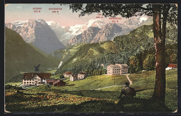 AK Braunwald Ob Linthal, Sanatorium & Hotel Pension Niederschlacht Mit Selbsanft, Tödi Und Kammerstock - Linthal