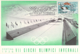 Italy Maximum Card 1956 Cortina Sci Slalom Femminile. Postal Weight 0,09 Kg. Please Read Sales Conditions Under Image Of - Winter 1956: Cortina D'Ampezzo