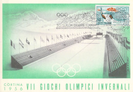 Italy Maximum Card 1956 Cortina Sci Slalom Gigante Femminile. Postal Weight 0,09 Kg. Please Read Sales Conditions Under - Winter 1956: Cortina D'Ampezzo