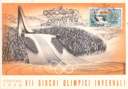 Italy Maximum Card 1956 Cortina Olympic Games - Artistico Masch. Postal Weight 0,09 Kg. Please Read Sales Conditions Und - Winter 1956: Cortina D'Ampezzo