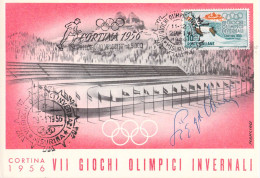 Italy Maximum Card W/ Autograph 1956 Cortina Olympic Games - John Sigvard "Sigge" Ericsson, A Swedish Speed Skater. He C - Winter 1956: Cortina D'Ampezzo