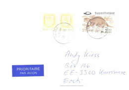 Finland Cover With Stamps And Machine Stamp Animal 2.00 MK, Coat Of Arms, Estonian Post Label, 1995 - Briefe U. Dokumente