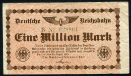Deutsches Reich,Reichsbahn, 1 Million Mark 1923 Berlin, B, (Originalscan !) - 1 Million Mark