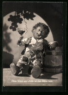 AK Ohne Wein Und Liebe Ist Das Leben Trübe, Mecki Mit Weinglas An Einem Fass Lehnend - Mecki