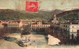 ALGERIE - Blida - Eglise - Place D Armes - Montagne - Kiosque à Musique - Colorisé - Animé - LL - Carte Postale Ancienne - Blida