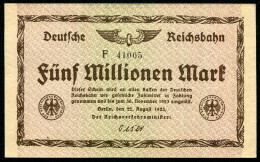 Deutsches Reich 5.000.000 Mark 20.8.1923 -Berlin,Reichsbahn -  F / 41065  (Originalscan !) - 5000 Mark