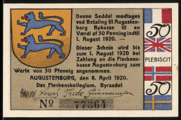 Notgeld Augustenburg 1920, 50 Pfennig, Wappen, Bäume Am Fluss Anno 1676 - Denmark