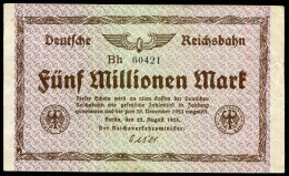 Deutsches Reich 5.000.000 Mark 20.8.1923 -  30.11.1923 Berlin,Reichsbahn -  Bh- 60421  (Originalscan !) - 5000 Mark