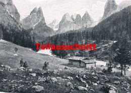 D101 158 Rosengarten Tschamintal Bergsteiger Riesenbild 40x28 Cm Druck 1899!! - Autres & Non Classés