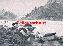 D101 170 Braun Geantgletscher Montblanc Riesenbild 40x26 Cm Druck 1899!! - Autres & Non Classés
