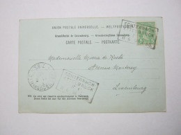 LUXEMBURG , 1898, Bahnpost : ECHTERNACH - ETTELBRUCK   , Klarer Stempel Auf Ansichtskarte - 1882 Allegory