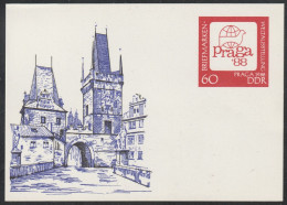 DDR: 1988, Blanko GA- Postkarte, Briefmarkenausstellung "PRAGA 1988".   */MH - Postkarten - Ungebraucht