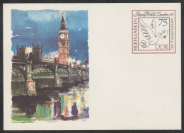 DDR: 1989, Blanko GA- Postkarte, STAMP WORLD LONDON `90 / Themsebrücke.   */MH - Postkarten - Ungebraucht